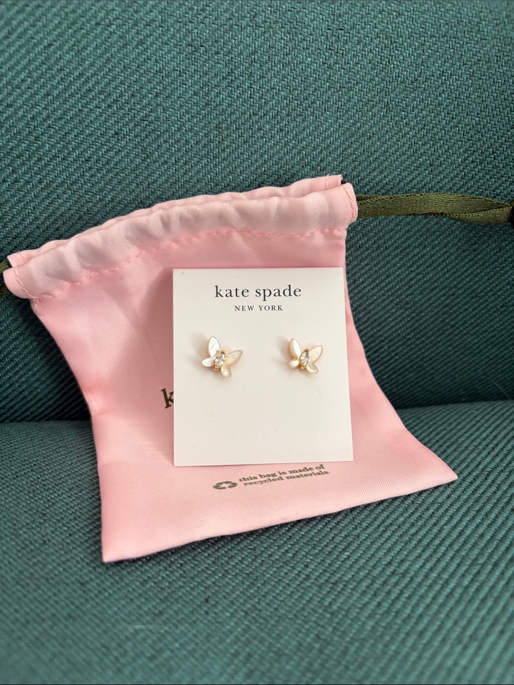 kate spade Pink and Gold Butterfly Stud Earrings
